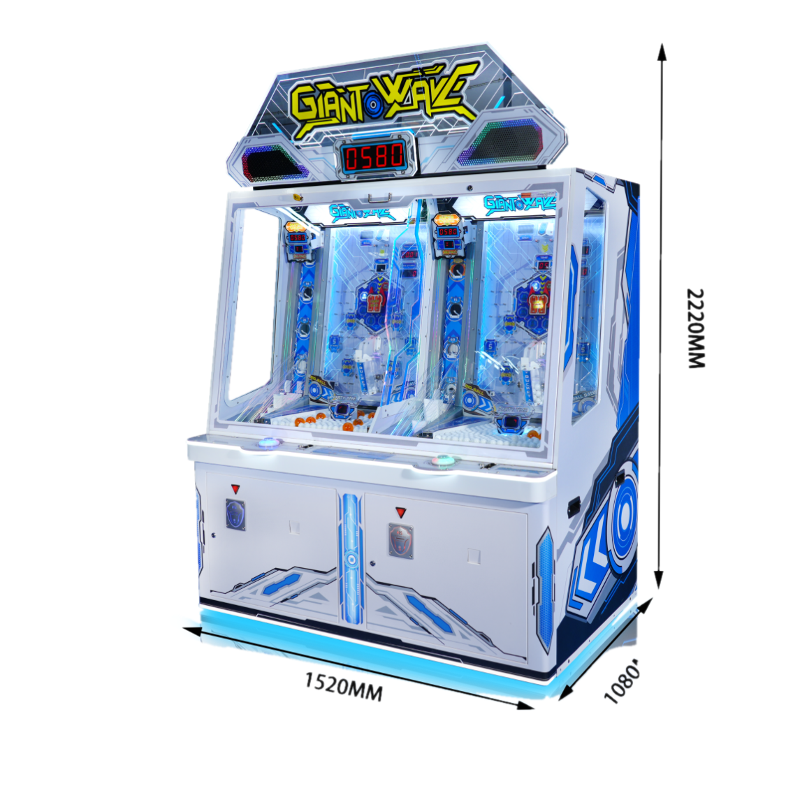 Giant Wave-2P Coin Pusher & Ball Launcher | Multi-Stage "Party Time" Bonus Redemption Game