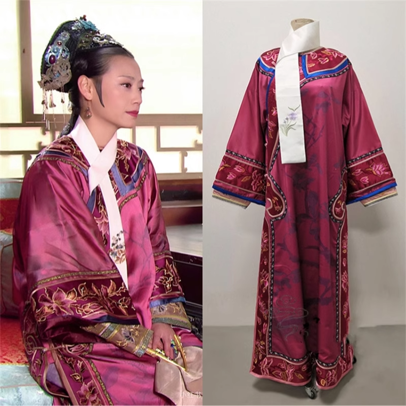 Qing Dynasty Embroidery and Print Costume Princess Empress Drama Hanfu Palace Qifu for Classical TV Play Legend of Zhen Huan Stage Performance Photography Dress Female
