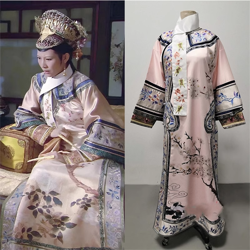 Qing Dynasty Embroidery and Print Costume Princess Empress Drama Hanfu Palace Qifu for Classical TV Play Legend of Zhen Huan Stage Performance Photography Dress Female