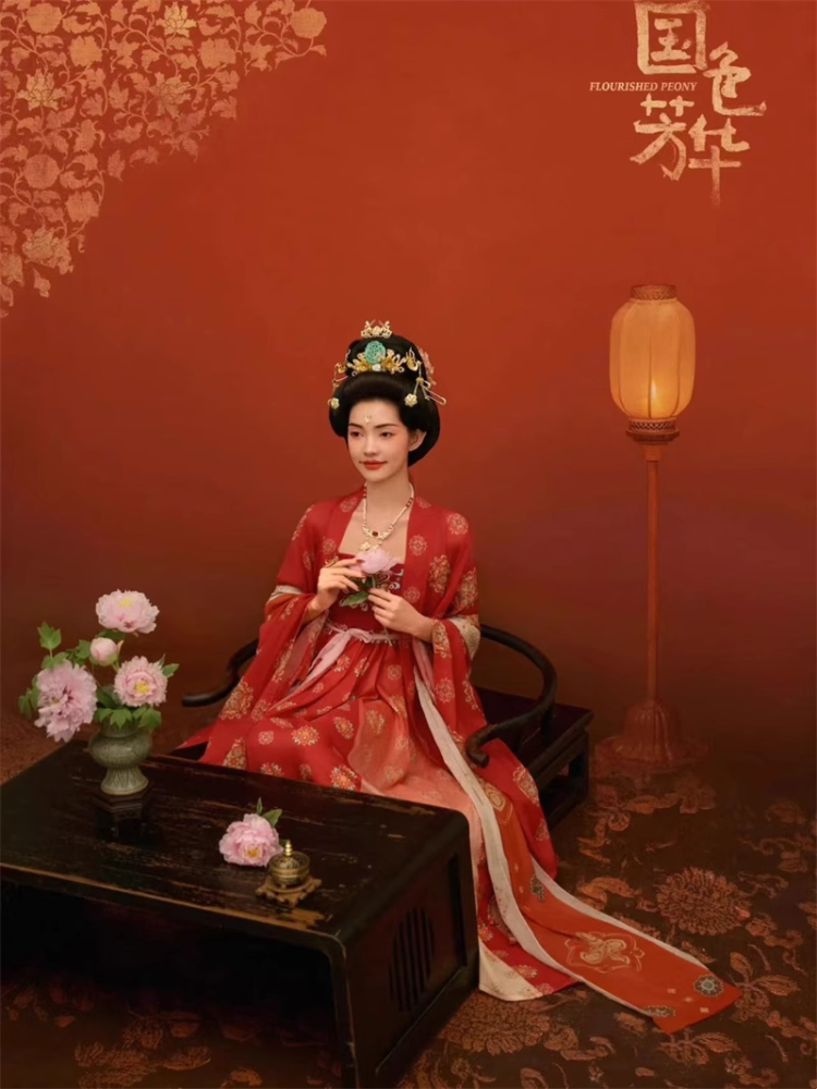 Ancient Chinese Bride Groom Wedding Hanfu for Hot Drama Flourished Peony Guo Se Fang hua Male Female Wedding Dress Delicate Costume w Hair Accessories Hat