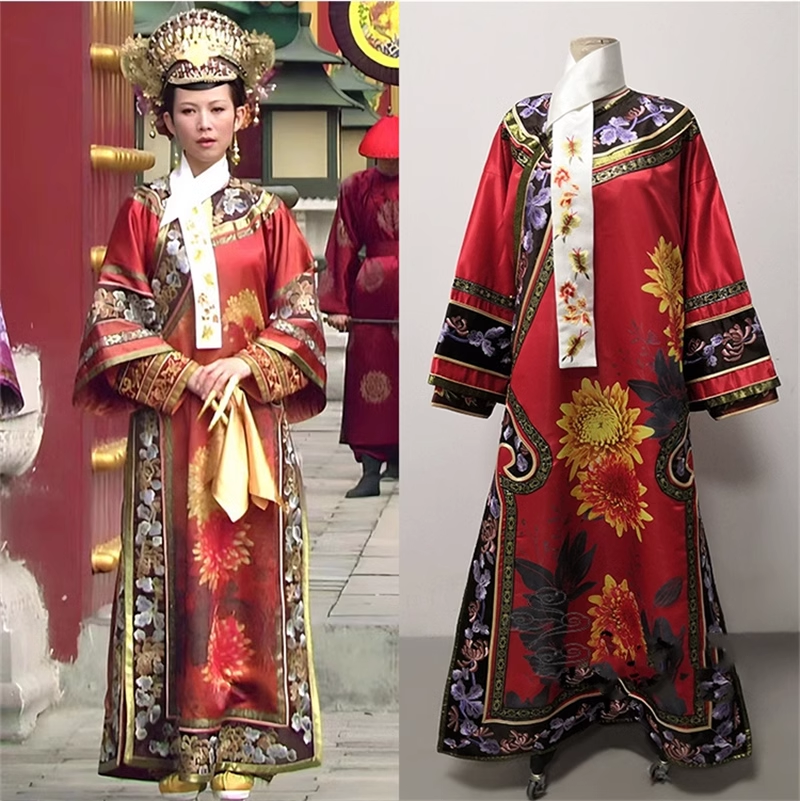 Qing Dynasty Embroidery and Print Costume Princess Empress Drama Hanfu Palace Qifu for Classical TV Play Legend of Zhen Huan Stage Performance Photography Dress Female