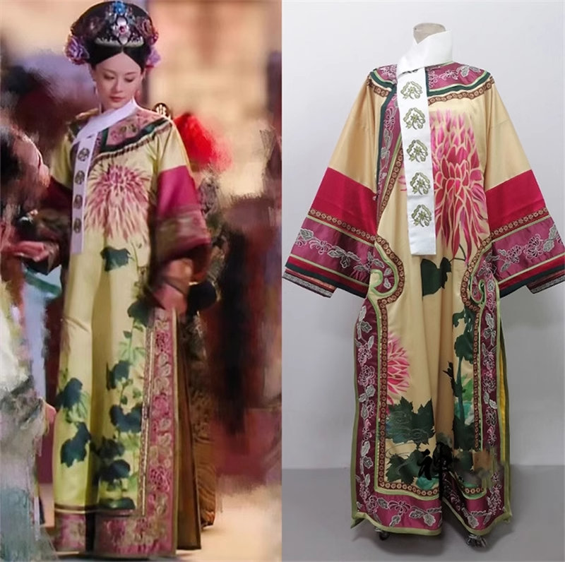 Qing Dynasty Embroidery and Print Costume Princess Empress Drama Hanfu Palace Qifu for Classical TV Play Legend of Zhen Huan Stage Performance Photography Dress Female