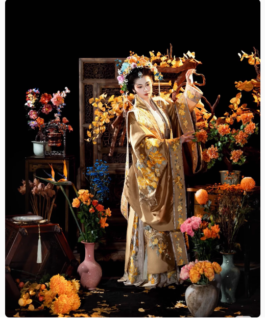 Big Historical Drama Ming Dynasty Actress Sun Ruowei Empress Costume Exquisite Embroidered Queen Hanfu with Long Tail Multi-designs Hand Beading