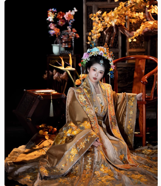 Big Historical Drama Ming Dynasty Actress Sun Ruowei Empress Costume Exquisite Embroidered Queen Hanfu with Long Tail Multi-designs Hand Beading
