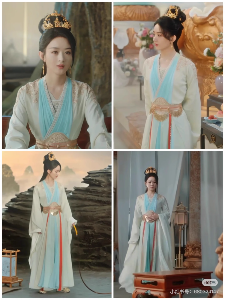 The Legend of ShenLi Immortal Costume for Actress Zhao LiYin Female Performance Hanfu Fairy Dress High Quality with Various Hair Accessories Head Piece Earrings