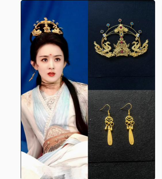 The Legend of ShenLi Immortal Costume for Actress Zhao LiYin Female Performance Hanfu Fairy Dress High Quality with Various Hair Accessories Head Piece Earrings