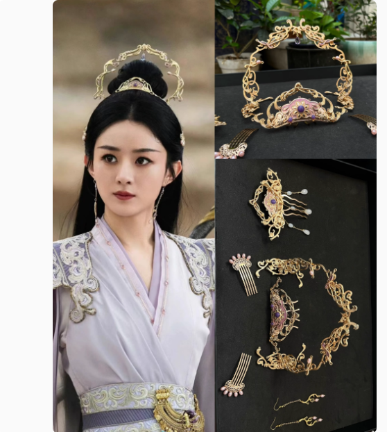The Legend of ShenLi Immortal Costume for Actress Zhao LiYin Female Performance Hanfu Fairy Dress High Quality with Various Hair Accessories Head Piece Earrings