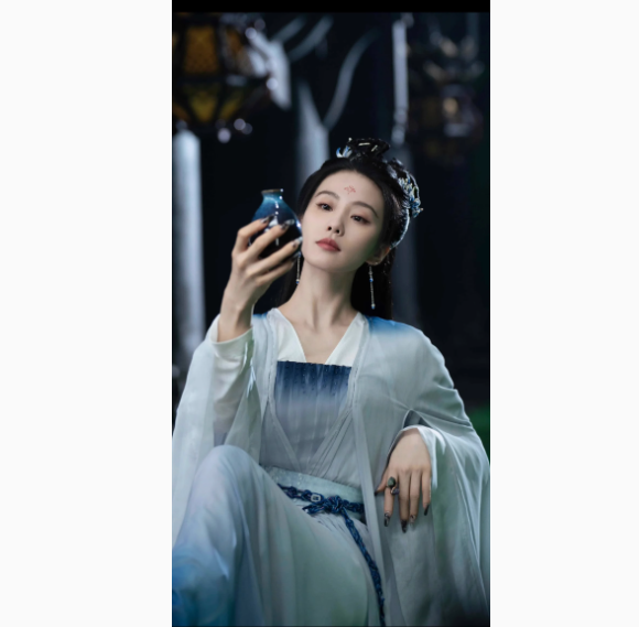 Fox Matchmaker Series Huai Shui Zhu Ting Green Bamboo Embroidery Hanfu Ancient Chinese Fairy Female Drame Hanfu Actress Liu Shishi Stage Performance Costume Dress