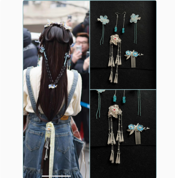 Ancient Chinese Fairy Sword Drama Moonlight Mystique Same Design Hair Accessory Original Resin 3D Printed Head Jewelry Female Hanfu Costume Headpiece Bai Yue Fan Xing BaiLu Fairy Hair Jewelry and Costume