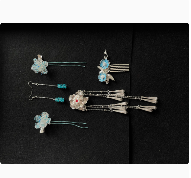 Ancient Chinese Fairy Sword Drama Moonlight Mystique Same Design Hair Accessory Original Resin 3D Printed Head Jewelry Female Hanfu Costume Headpiece Bai Yue Fan Xing BaiLu Fairy Hair Jewelry and Costume