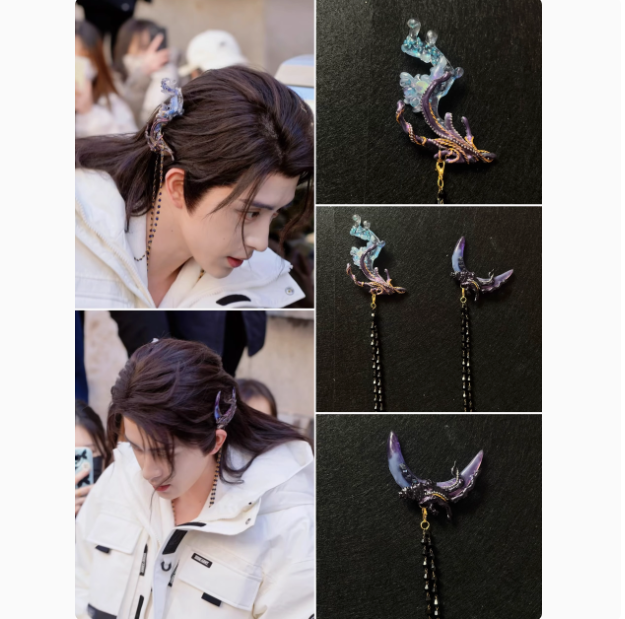Ancient Chinese Fairy Sword Drama Moonlight Mystique Same Design Hair Accessory Original Resin 3D Printed Head Jewelry Female Hanfu Costume Headpiece Bai Yue Fan Xing BaiLu Fairy Hair Jewelry and Costume