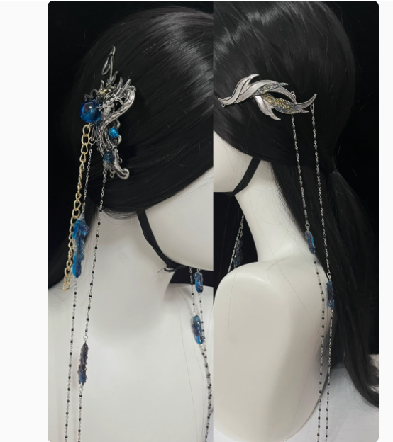 Ancient Chinese Fairy Sword Drama Moonlight Mystique Same Design Hair Accessory Original Resin 3D Printed Head Jewelry Female Hanfu Costume Headpiece Bai Yue Fan Xing BaiLu Fairy Hair Jewelry and Costume