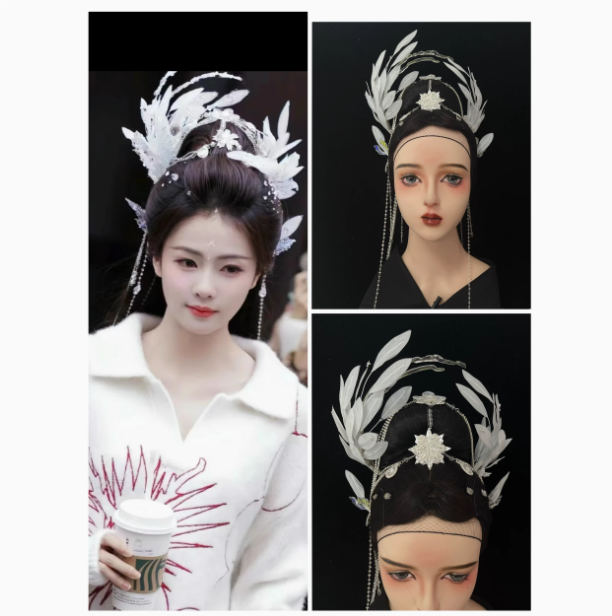 Ancient Chinese Fairy Sword Drama Moonlight Mystique Same Design Hair Accessory Original Resin 3D Printed Head Jewelry Female Hanfu Costume Headpiece Bai Yue Fan Xing BaiLu Fairy Hair Jewelry and Costume