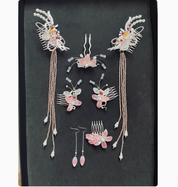 Ancient Chinese Fairy Sword Drama Moonlight Mystique Same Design Hair Accessory Original Resin 3D Printed Head Jewelry Female Hanfu Costume Headpiece Bai Yue Fan Xing BaiLu Fairy Hair Jewelry and Costume