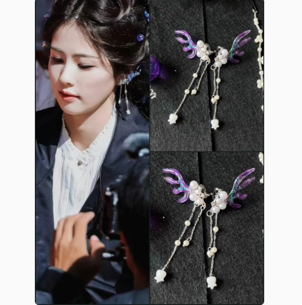 Ancient Chinese Fairy Sword Drama Moonlight Mystique Same Design Hair Accessory Original Resin 3D Printed Head Jewelry Female Hanfu Costume Headpiece Bai Yue Fan Xing BaiLu Fairy Hair Jewelry and Costume