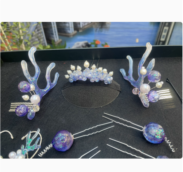 Ancient Chinese Fairy Sword Drama Moonlight Mystique Same Design Hair Accessory Original Resin 3D Printed Head Jewelry Female Hanfu Costume Headpiece Bai Yue Fan Xing BaiLu Fairy Hair Jewelry and Costume
