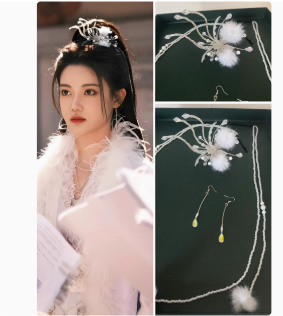 The Blossoming Love Actress Sun Zhenni Same Design Costume Hanfu Fairy Dress Ancient Chinese Drama Hanfu with Hair Accessories Hair Jewlery