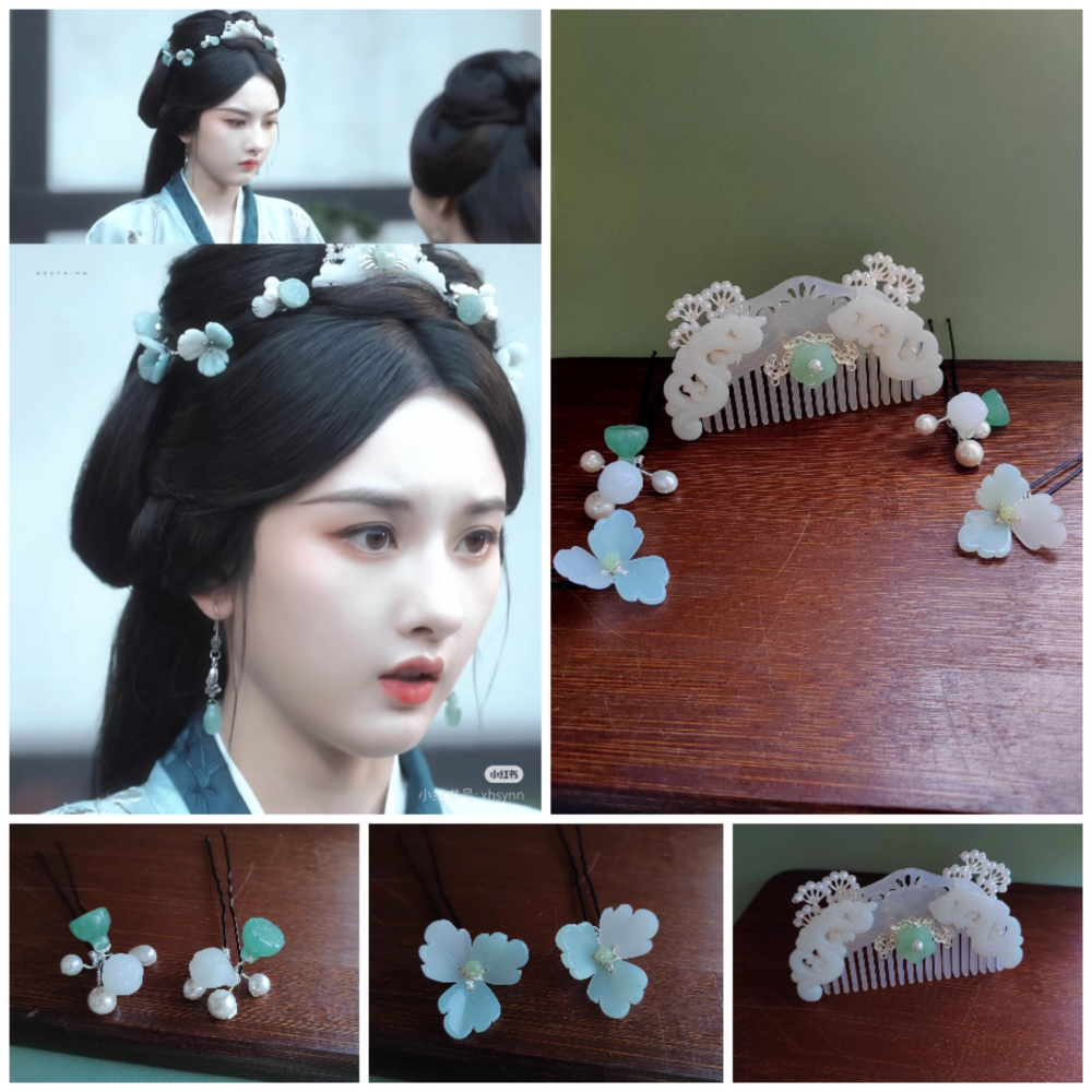 Hot Drama The Prisoner of Beauty Ancient Chinese Hanfu Costume Qin Han Dynasty Princess Rich Lady Wear Zhe Yao Song Zu'Er Same Design Female Dress and Delicate Handmade Hair Accessory Hair Jewelry Set Hair Combs Hairpiece Performance Thematic Photography