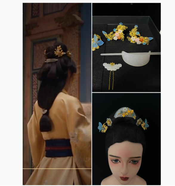 Hot Drama The Prisoner of Beauty Ancient Chinese Hanfu Costume Qin Han Dynasty Princess Rich Lady Wear Zhe Yao Song Zu'Er Same Design Female Dress and Delicate Handmade Hair Accessory Hair Jewelry Set Hair Combs Hairpiece Performance Thematic Photography