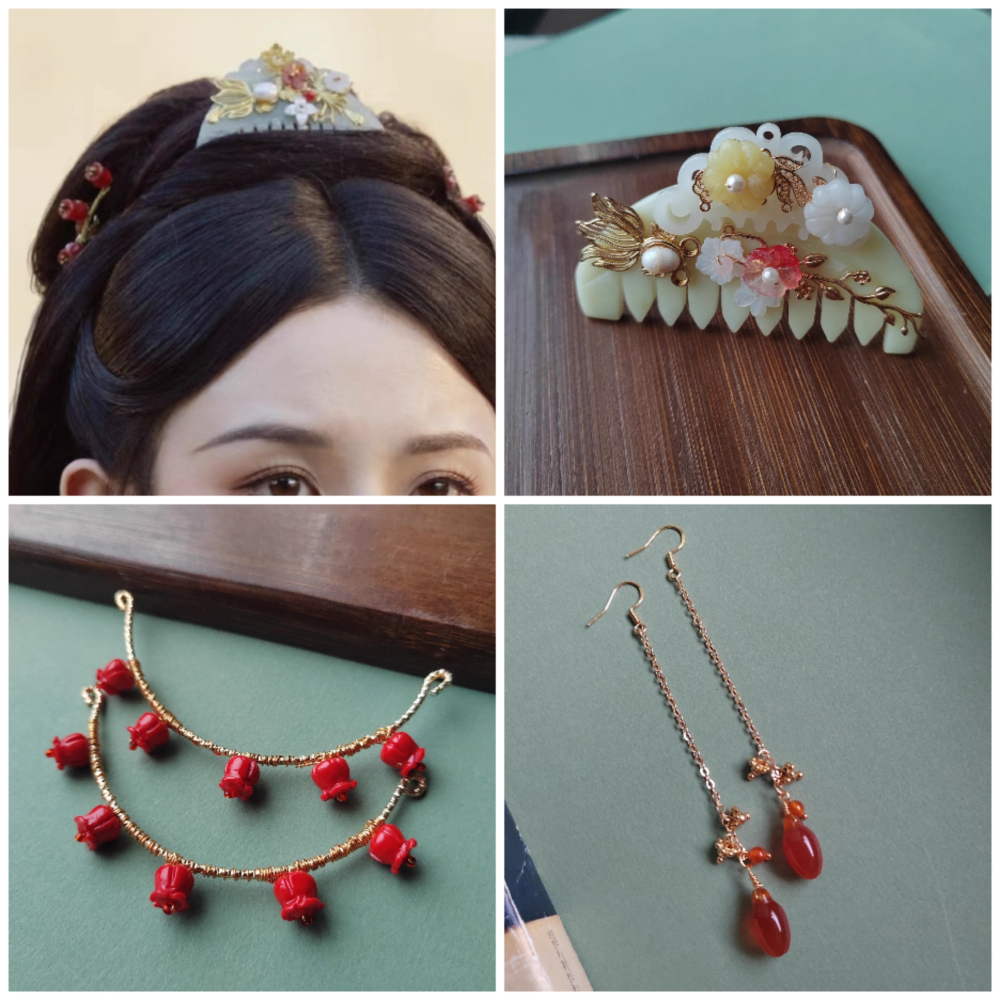 Hot Drama The Prisoner of Beauty Ancient Chinese Hanfu Costume Qin Han Dynasty Princess Rich Lady Wear Zhe Yao Song Zu'Er Same Design Female Dress and Delicate Handmade Hair Accessory Hair Jewelry Set Hair Combs Hairpiece Performance Thematic Photography
