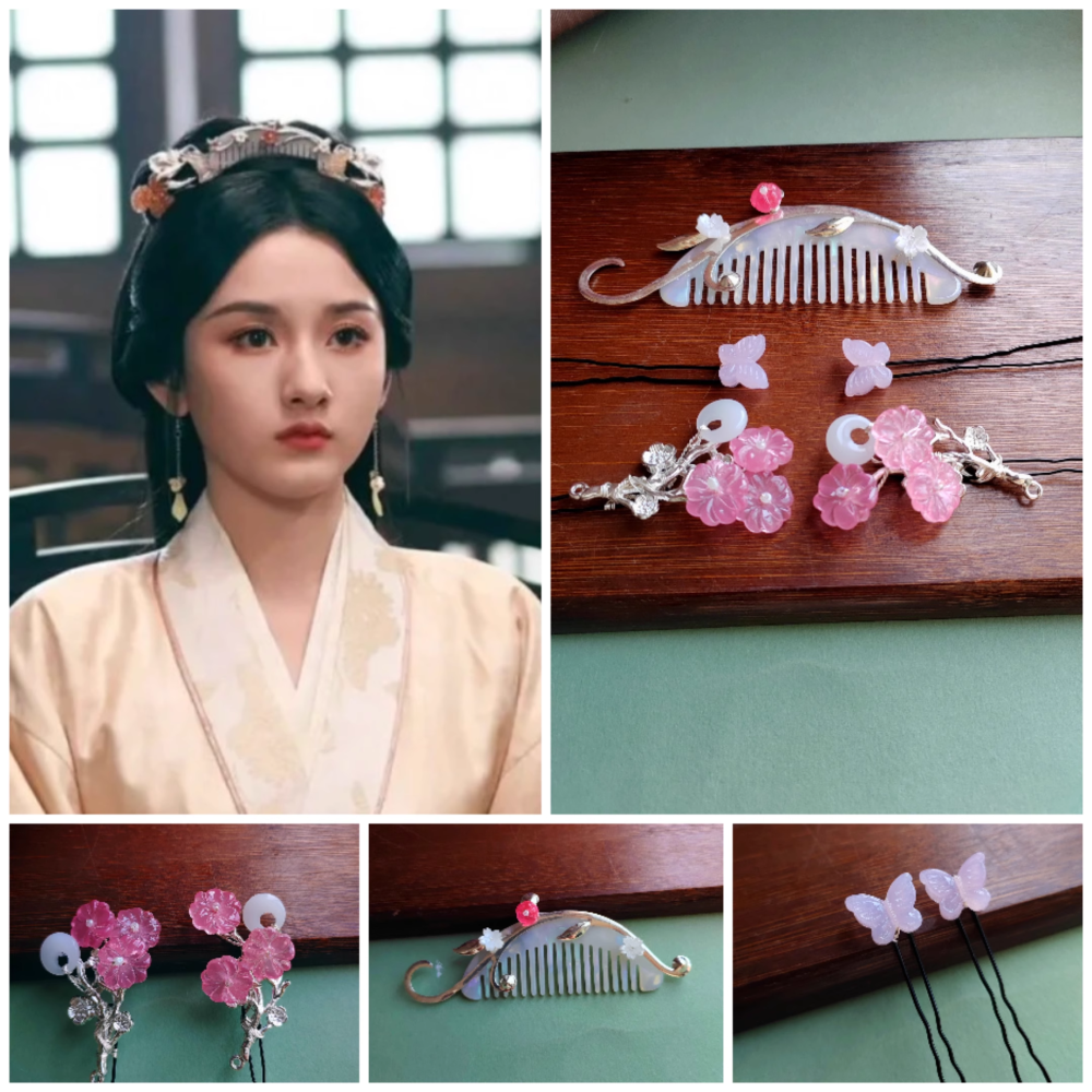 Hot Drama The Prisoner of Beauty Ancient Chinese Hanfu Costume Qin Han Dynasty Princess Rich Lady Wear Zhe Yao Song Zu'Er Same Design Female Dress and Delicate Handmade Hair Accessory Hair Jewelry Set Hair Combs Hairpiece Performance Thematic Photography