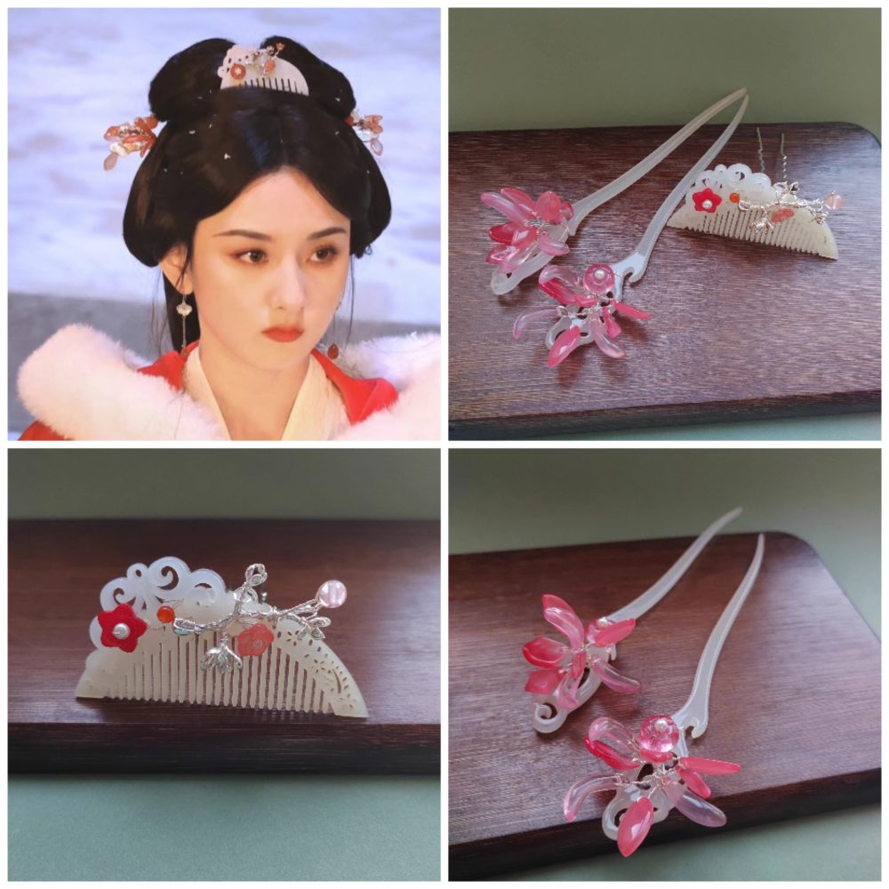 Hot Drama The Prisoner of Beauty Ancient Chinese Hanfu Costume Qin Han Dynasty Princess Rich Lady Wear Zhe Yao Song Zu'Er Same Design Female Dress and Delicate Handmade Hair Accessory Hair Jewelry Set Hair Combs Hairpiece Performance Thematic Photography