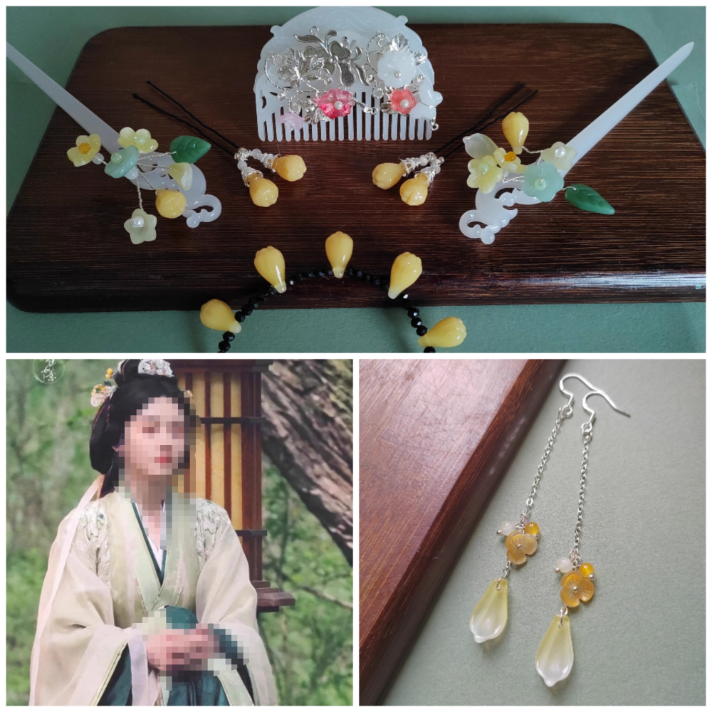 Hot Drama The Prisoner of Beauty Ancient Chinese Hanfu Costume Qin Han Dynasty Princess Rich Lady Wear Zhe Yao Song Zu'Er Same Design Female Dress and Delicate Handmade Hair Accessory Hair Jewelry Set Hair Combs Hairpiece Performance Thematic Photography