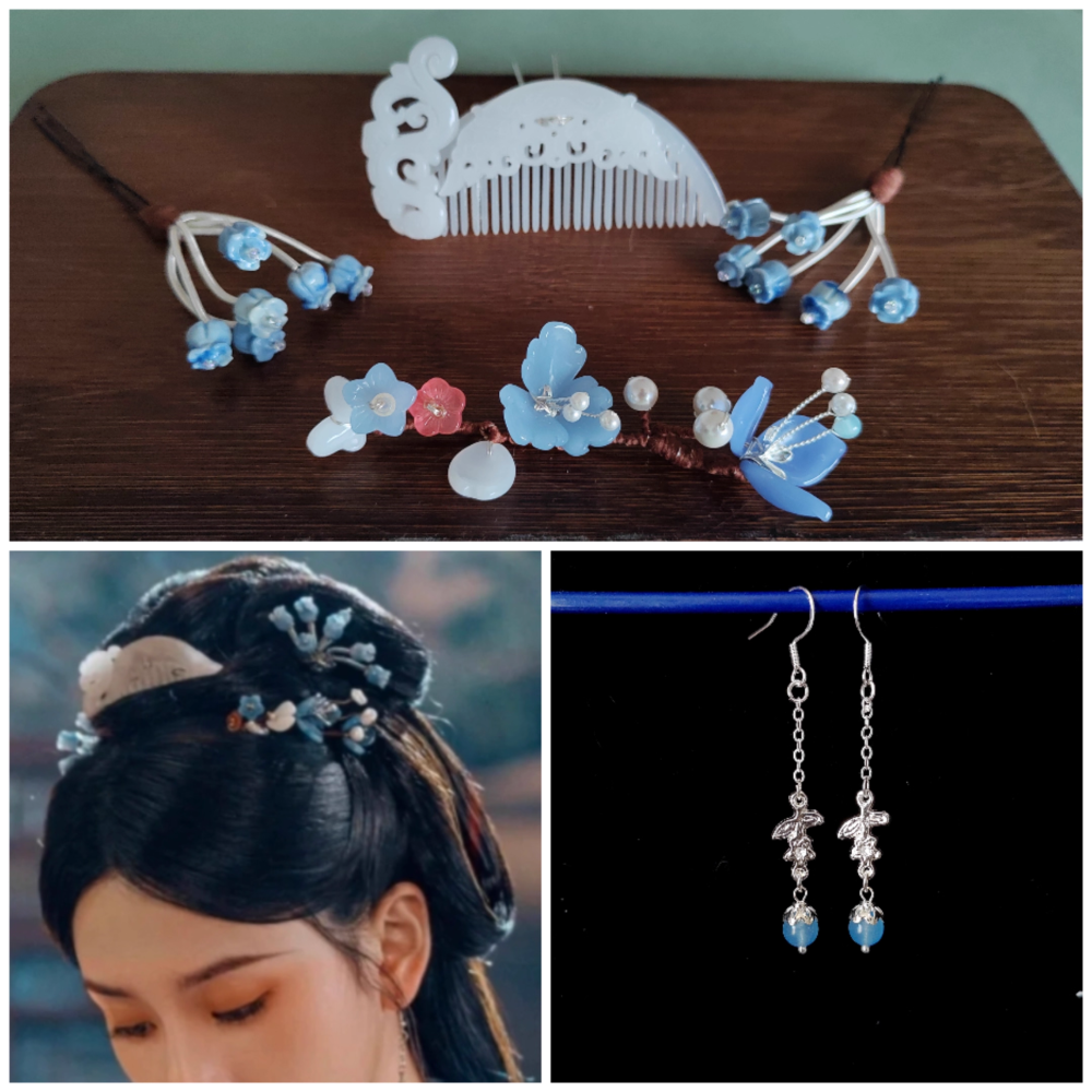 Hot Drama The Prisoner of Beauty Ancient Chinese Hanfu Costume Qin Han Dynasty Princess Rich Lady Wear Zhe Yao Song Zu'Er Same Design Female Dress and Delicate Handmade Hair Accessory Hair Jewelry Set Hair Combs Hairpiece Performance Thematic Photography