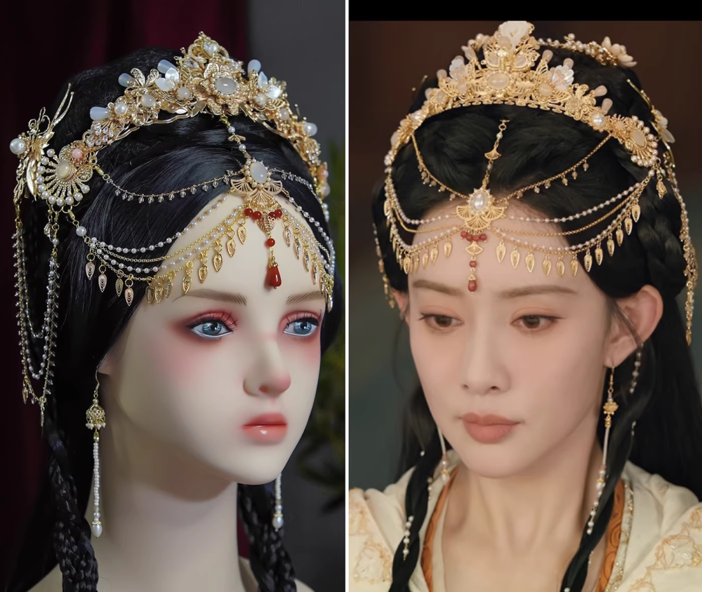 Tao Hua Ying Jiang Shan New Drama Princess Tao Hua Meng ZiYi Female Hanfu Hair Accessory Ancient Chinese Costume Hair Jewelry Handmade Original Hair Piece