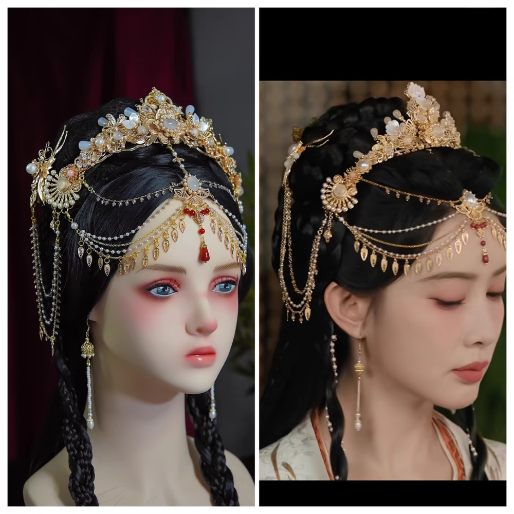Tao Hua Ying Jiang Shan New Drama Princess Tao Hua Meng ZiYi Female Hanfu Hair Accessory Ancient Chinese Costume Hair Jewelry Handmade Original Hair Piece