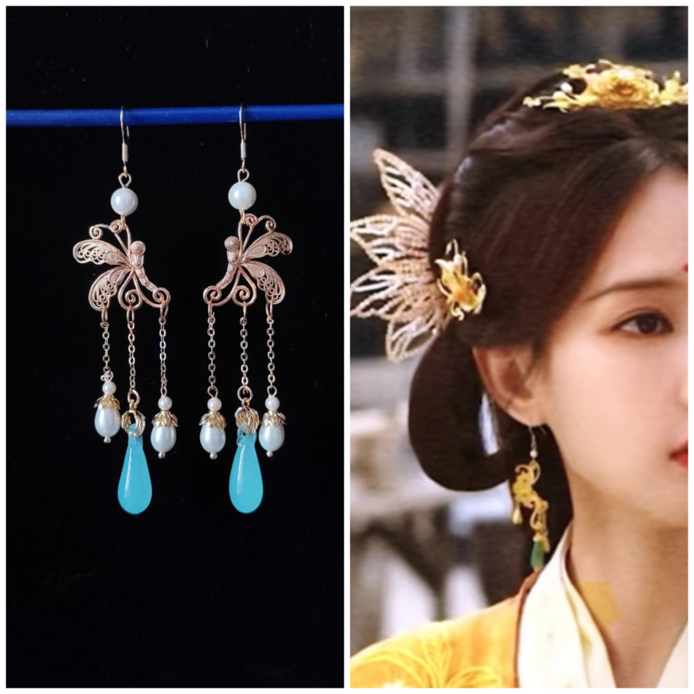 Latest Drama A Dream Within A Dream Actress Li YiTong Same Design Hair Accessories Shu Juan Yi Meng Ancient Chinese Hanfu Accessories Hair Jewelry Set Handmade Delicate Natural Stones Hair Sticks Combs
