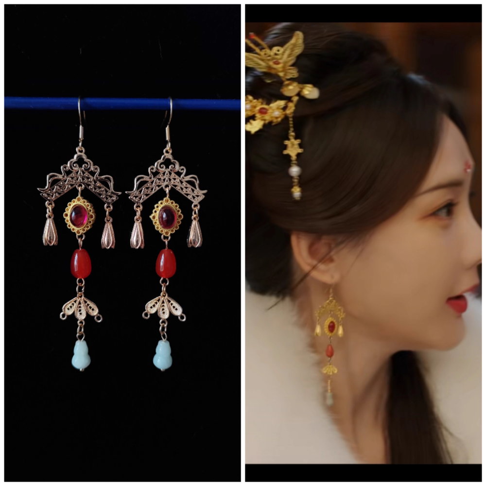 Latest Drama A Dream Within A Dream Actress Li YiTong Same Design Hair Accessories Shu Juan Yi Meng Ancient Chinese Hanfu Accessories Hair Jewelry Set Handmade Delicate Natural Stones Hair Sticks Combs