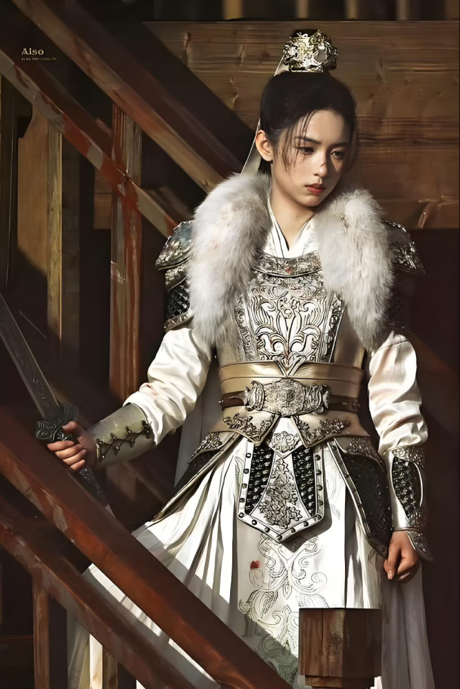 Jin Yue Ru Ge Legend of The Female General Drama Costume Ancient Chinese General's Armour Actor Cheng Lei Actress Zhou Ye Couple Lovers' Photography Cosplay Hanfu Delicate Embroidery High Quality Original Drama Design Chinese Hanfu Clothing