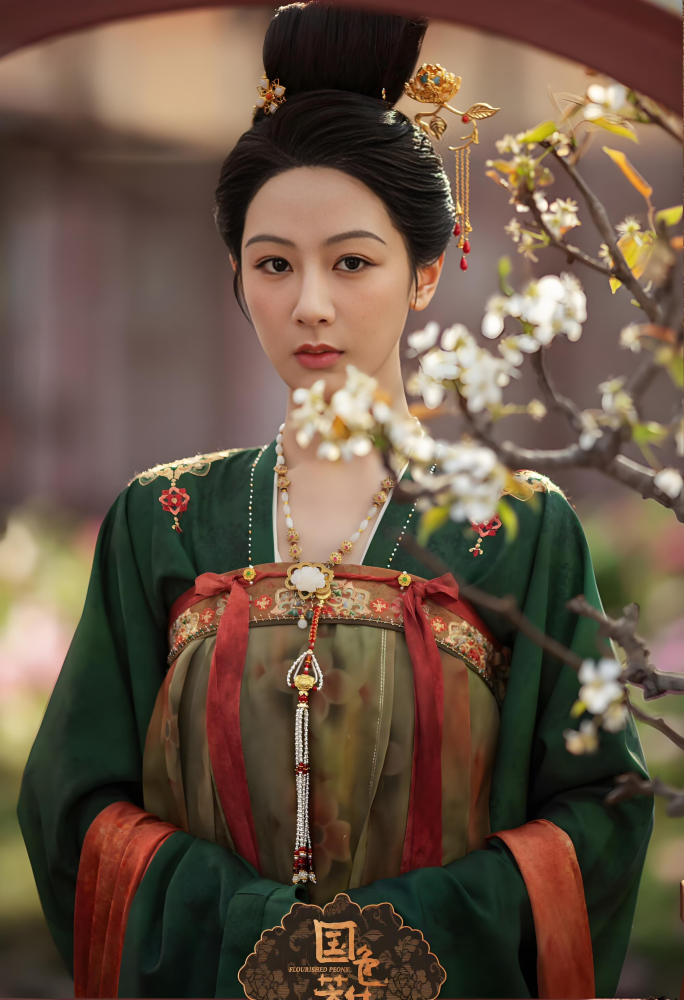 Guo Se Fang Hua Flourished Peony Drama Costume Ancient Chinese Tang Dynasty Folk People Princess Prince Clothing Actress Yang Zi Actor Li Xian Heavy Embroidered and Print High Waist Ruqun Stage Performance Hanfu Classical Dance Hanfu