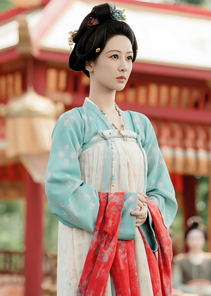 Guo Se Fang Hua Flourished Peony Drama Costume Ancient Chinese Tang Dynasty Folk People Princess Prince Clothing Actress Yang Zi Actor Li Xian Heavy Embroidered and Print High Waist Ruqun Stage Performance Hanfu Classical Dance Hanfu
