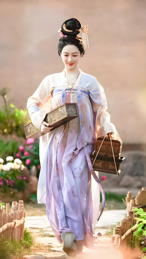 Guo Se Fang Hua Flourished Peony Drama Costume Ancient Chinese Tang Dynasty Folk People Princess Prince Clothing Actress Yang Zi Actor Li Xian Heavy Embroidered and Print High Waist Ruqun Stage Performance Hanfu Classical Dance Hanfu