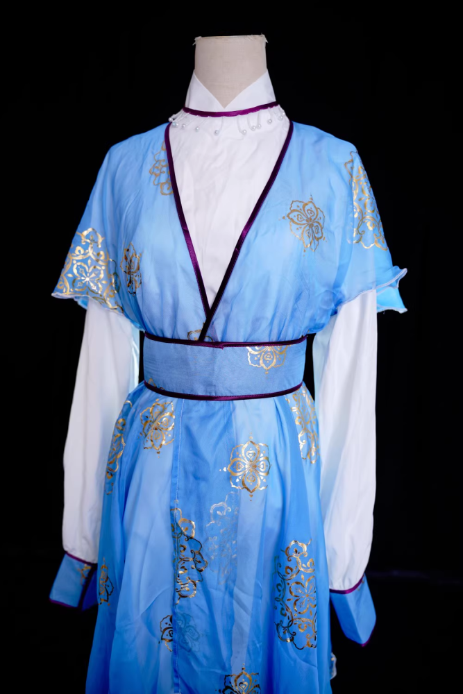 70S 80S Age Classical Movie Drama Costume Hanfu Male Female Famous Roles Huang Rong Chinese Paladin：Sword and Fairy III Classical Martial Arts Drama Jin Yong Various Vintage Costumes Cosplay Stage Performance Hanfu Dance Dress