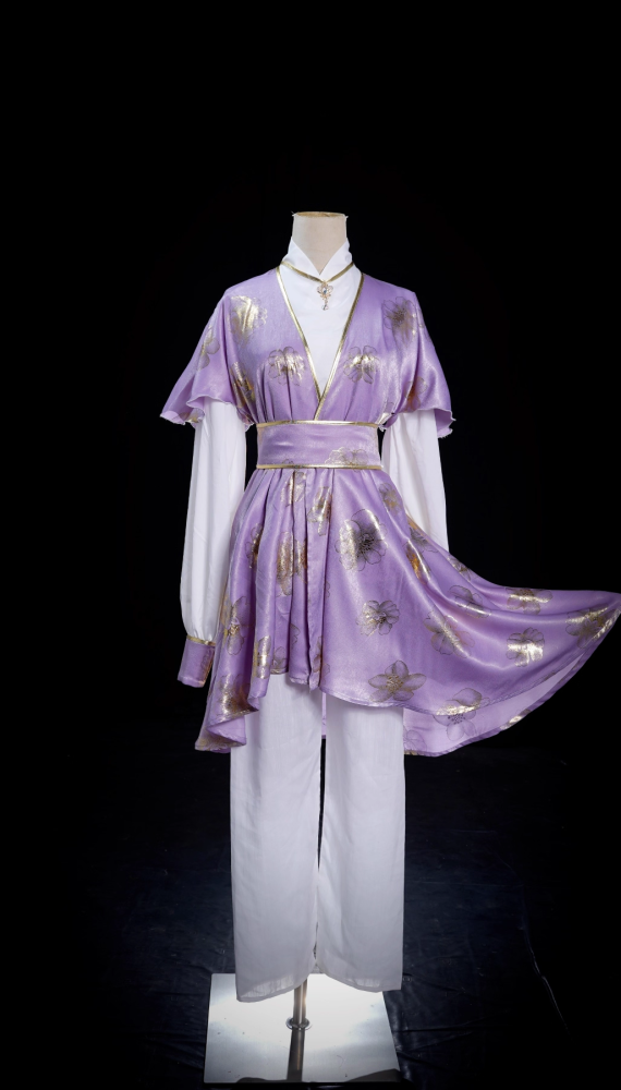 70S 80S Age Classical Movie Drama Costume Hanfu Male Female Famous Roles Huang Rong Chinese Paladin：Sword and Fairy III Classical Martial Arts Drama Jin Yong Various Vintage Costumes Cosplay Stage Performance Hanfu Dance Dress
