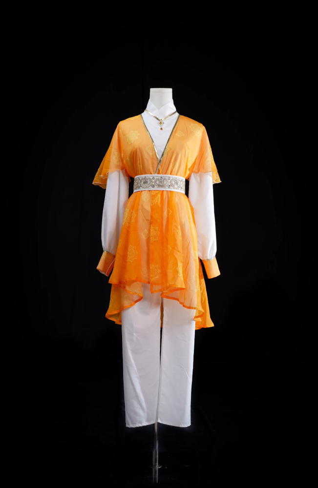 70S 80S Age Classical Movie Drama Costume Hanfu Male Female Famous Roles Huang Rong Chinese Paladin：Sword and Fairy III Classical Martial Arts Drama Jin Yong Various Vintage Costumes Cosplay Stage Performance Hanfu Dance Dress