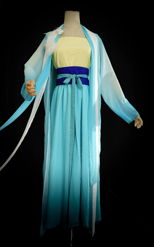 70S 80S Age Classical Movie Drama Costume Hanfu Male Female Famous Roles Huang Rong Chinese Paladin：Sword and Fairy III Classical Martial Arts Drama Jin Yong Various Vintage Costumes Cosplay Stage Performance Hanfu Dance Dress