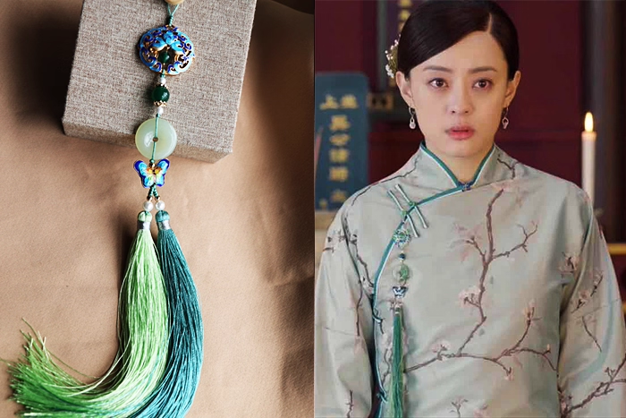 Late Qing Dynasty Drama Yan Xi Palace RuYi's Palace Love Rich People Princess Prince Clothes Hanging Dangles Ya Jin Collar Buckle Vintage Fully Handmade Accessories Jewelry Precious Natural Stones Pearl Beads Agate Delicate Cheongsam Accessories Daily