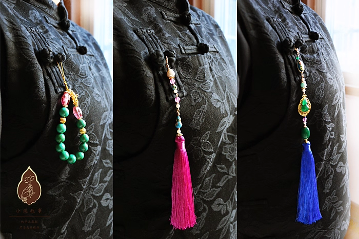 Late Qing Dynasty Drama Yan Xi Palace RuYi's Palace Love Rich People Princess Prince Clothes Hanging Dangles Ya Jin Collar Buckle Vintage Fully Handmade Accessories Jewelry Precious Natural Stones Pearl Beads Agate Delicate Cheongsam Accessories Daily