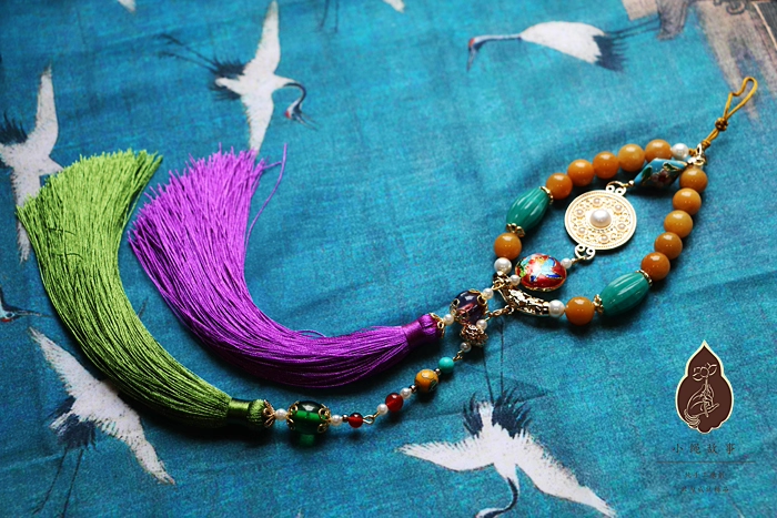 Late Qing Dynasty Drama Yan Xi Palace RuYi's Palace Love Rich People Princess Prince Clothes Hanging Dangles Ya Jin Collar Buckle Vintage Fully Handmade Accessories Jewelry Precious Natural Stones Pearl Beads Agate Delicate Cheongsam Accessories Daily