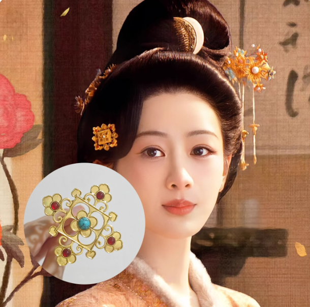 Guo Se Fang Hua Flourished Peony Drama Hanfu Accessory Hair Jewelry Set Flower Hair Tiara Hair Stick Combs Earrings Full Set of Hair Piece for Drama
