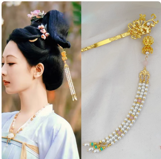 Guo Se Fang Hua Flourished Peony Drama Hanfu Accessory Hair Jewelry Set Flower Hair Tiara Hair Stick Combs Earrings Full Set of Hair Piece for Drama  Accessory Set NO WIGS