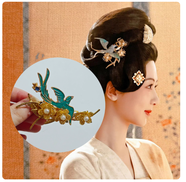 Guo Se Fang Hua Flourished Peony Drama Hanfu Accessory Hair Jewelry Set Flower Hair Tiara Hair Stick Combs Earrings Full Set of Hair Piece for Drama