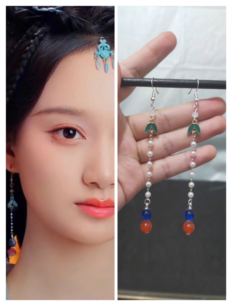 Fated Heart Yi Xiao Sui Ge Actress Li Qin Same Design Hair Accessories Head Piece Hair Jewelry Set Earrings Hair Wig Hair Sticks