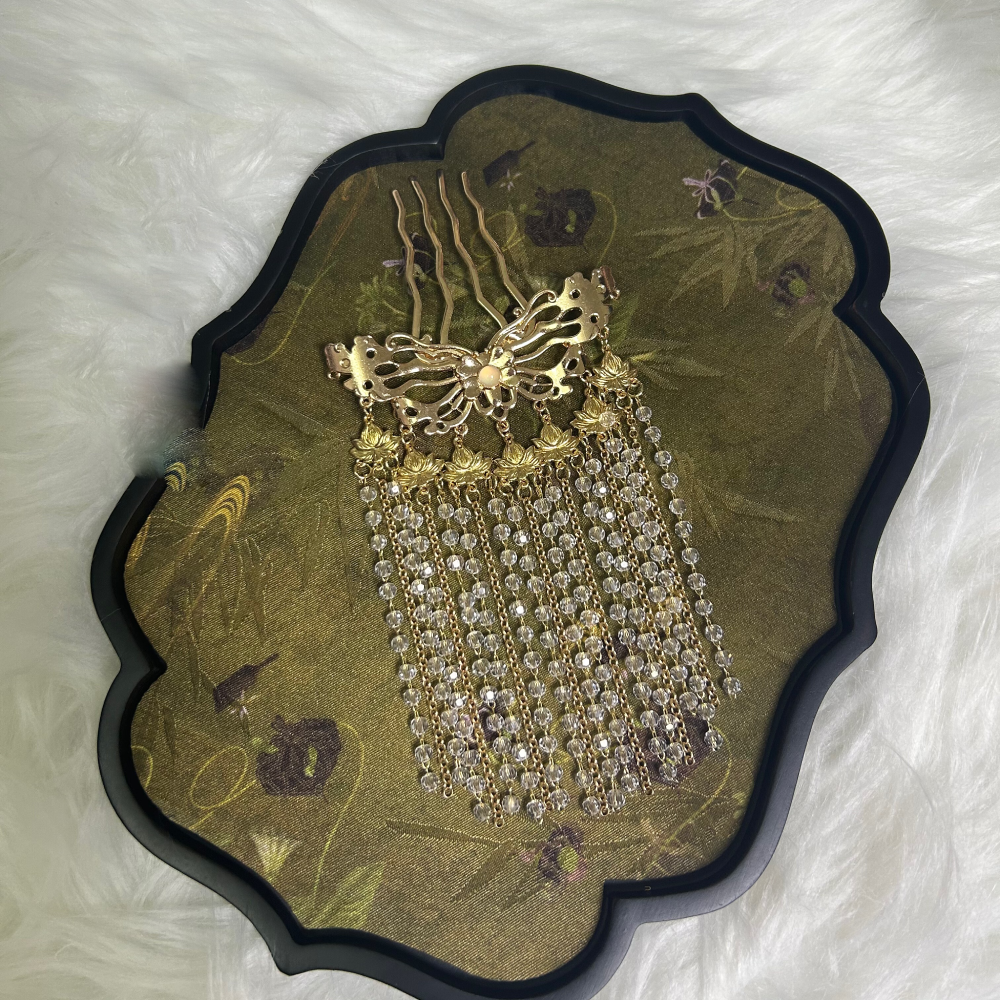 100% Duplicate Ancient Chinese Tang Dynasty Wall Paint Hair Accessories for Tang Empress Princess Gold Plated Hair Jewelry with Genuine Silk Iron Flowers Hanfu Clothing Accessories Hair Piece Hair Tiaras Sticks Earrings Necklace