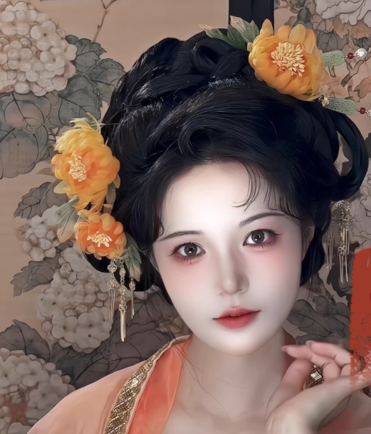 100% Duplicate Ancient Chinese Tang Dynasty Wall Paint Hair Accessories for Tang Empress Princess Gold Plated Hair Jewelry with Genuine Silk Iron Flowers Hanfu Clothing Accessories Hair Piece Hair Tiaras Sticks Earrings Necklace