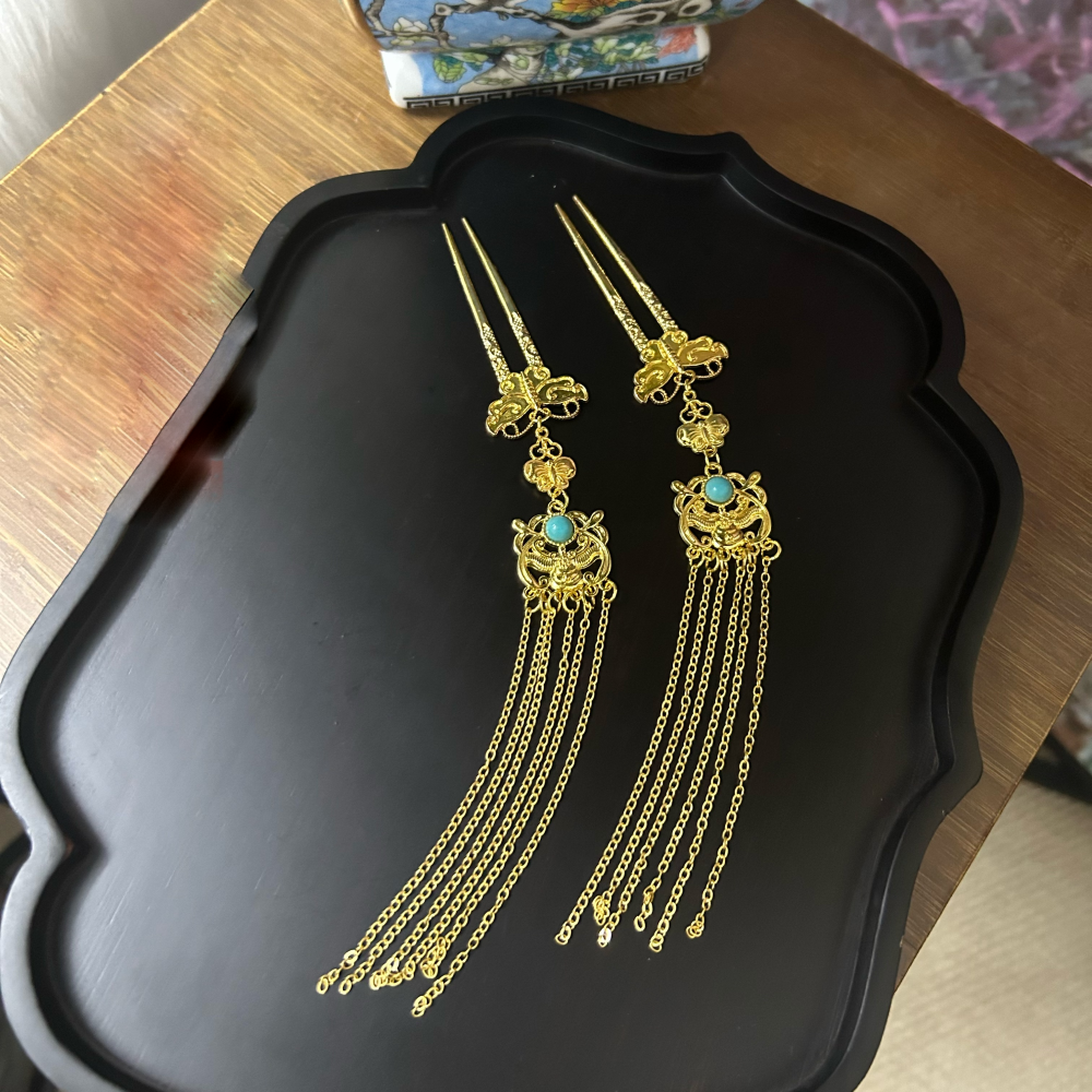100% Duplicate Ancient Chinese Tang Dynasty Wall Paint Hair Accessories for Tang Empress Princess Gold Plated Hair Jewelry with Genuine Silk Iron Flowers Hanfu Clothing Accessories Hair Piece Hair Tiaras Sticks Earrings Necklace